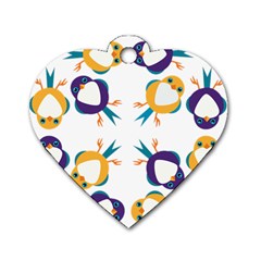 Pattern Circular Birds Dog Tag Heart (One Side)