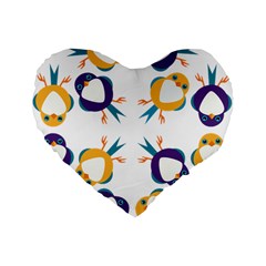 Pattern Circular Birds Standard 16  Premium Flano Heart Shape Cushions