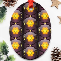 Pattern Background Yellow Bright Oval Ornament (two Sides) by Sapixe