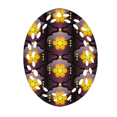 Pattern Background Yellow Bright Oval Filigree Ornament (two Sides) by Sapixe