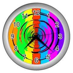 Pattern Colorful Glass Distortion Wall Clocks (silver)  by Sapixe