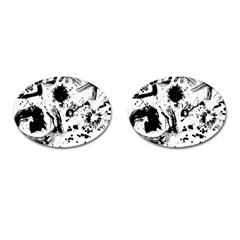 Pattern Color Painting Dab Black Cufflinks (oval) by Sapixe