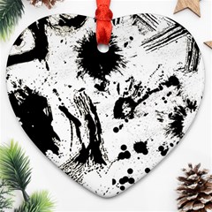 Pattern Color Painting Dab Black Heart Ornament (two Sides) by Sapixe