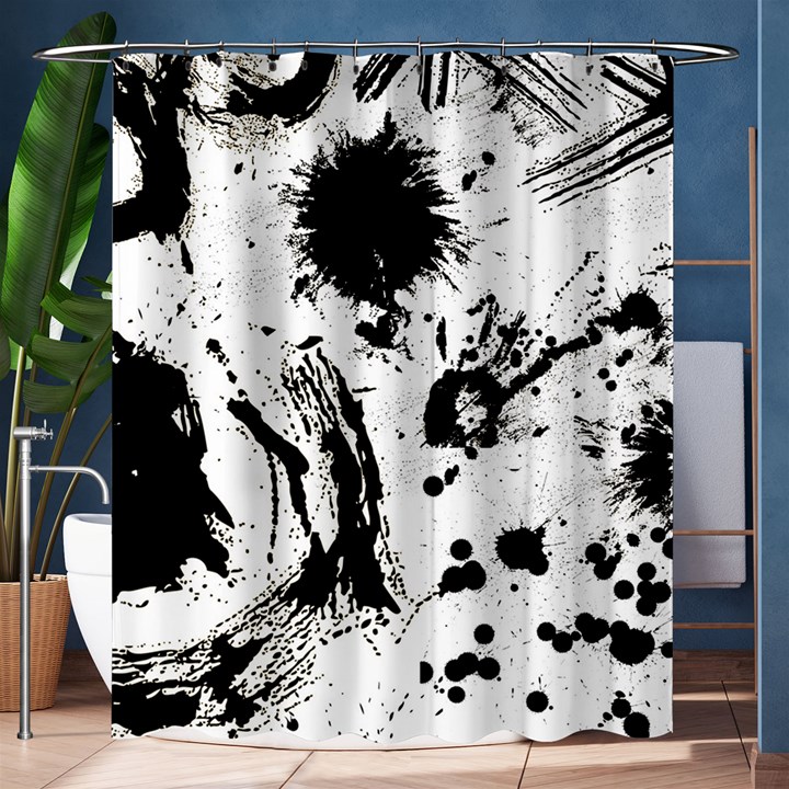 Pattern Color Painting Dab Black Shower Curtain 60  x 72  (Medium) 