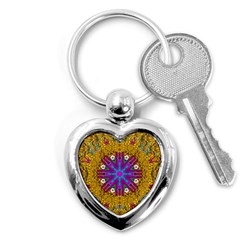 Golden Retro Medival Festive Fantasy Nature Key Chains (heart)  by pepitasart