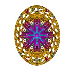 Golden Retro Medival Festive Fantasy Nature Oval Filigree Ornament (two Sides) by pepitasart