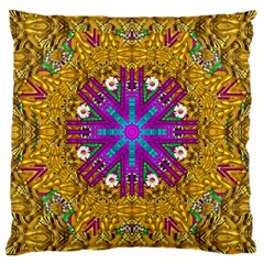 Golden Retro Medival Festive Fantasy Nature Large Cushion Case (one Side) by pepitasart