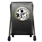 Pattern Color Painting Dab Black Pen Holder Desk Clocks Front