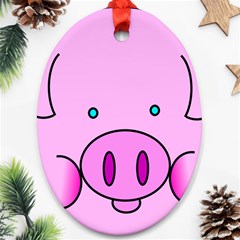 Pink Pig Christmas Xmas Stuffed Animal Ornament (oval) by Sapixe