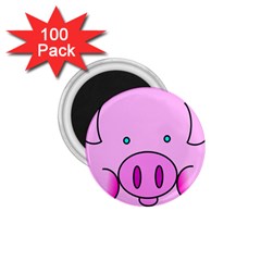 Pink Pig Christmas Xmas Stuffed Animal 1 75  Magnets (100 Pack)  by Sapixe