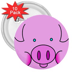 Pink Pig Christmas Xmas Stuffed Animal 3  Buttons (10 Pack)  by Sapixe