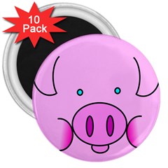 Pink Pig Christmas Xmas Stuffed Animal 3  Magnets (10 Pack)  by Sapixe