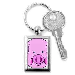 Pink Pig Christmas Xmas Stuffed Animal Key Chains (rectangle)  by Sapixe