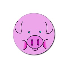 Pink Pig Christmas Xmas Stuffed Animal Rubber Coaster (round)  by Sapixe