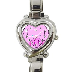 Pink Pig Christmas Xmas Stuffed Animal Heart Italian Charm Watch by Sapixe