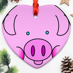 Pink Pig Christmas Xmas Stuffed Animal Heart Ornament (two Sides) by Sapixe