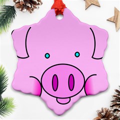 Pink Pig Christmas Xmas Stuffed Animal Ornament (snowflake) by Sapixe