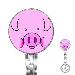 Pink Pig Christmas Xmas Stuffed Animal Stainless Steel Nurses Watch by Sapixe