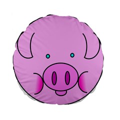 Pink Pig Christmas Xmas Stuffed Animal Standard 15  Premium Flano Round Cushions by Sapixe