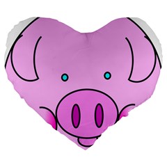 Pink Pig Christmas Xmas Stuffed Animal Large 19  Premium Flano Heart Shape Cushions by Sapixe