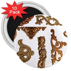 Pattern Motif Decor 3  Magnets (10 Pack)  by Sapixe