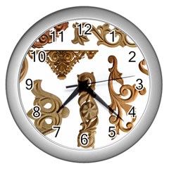 Pattern Motif Decor Wall Clocks (silver)  by Sapixe