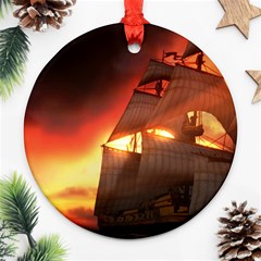 Pirate Ship Caribbean Ornament (round) by Sapixe