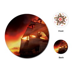 Pirate Ship Caribbean Playing Cards (round)  by Sapixe