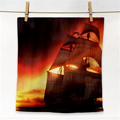 Pirate Ship Caribbean Face Towel by Sapixe