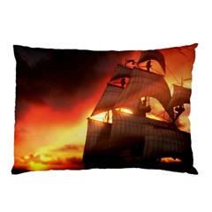 Pirate Ship Caribbean Pillow Case (two Sides) by Sapixe