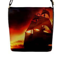 Pirate Ship Caribbean Flap Messenger Bag (l)  by Sapixe