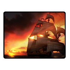 Pirate Ship Caribbean Double Sided Fleece Blanket (small)  by Sapixe