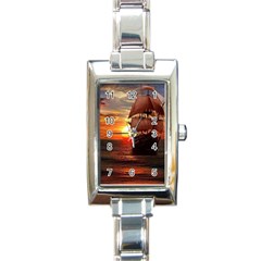 Pirate Ship Rectangle Italian Charm Watch by Sapixe