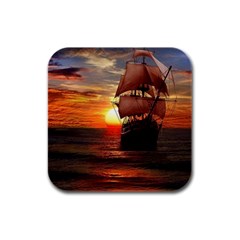 Pirate Ship Rubber Square Coaster (4 pack) 