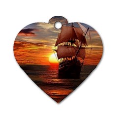 Pirate Ship Dog Tag Heart (One Side)