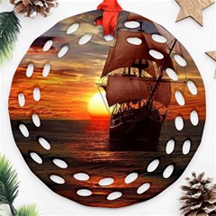 Pirate Ship Ornament (Round Filigree)