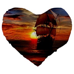 Pirate Ship Large 19  Premium Heart Shape Cushions