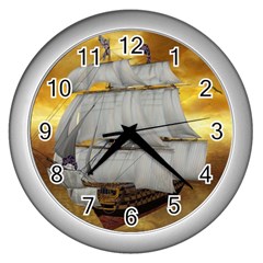 Pirate Ship Wall Clocks (silver)  by Sapixe