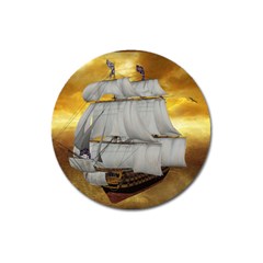 Pirate Ship Magnet 3  (round) by Sapixe