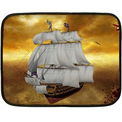 Pirate Ship Double Sided Fleece Blanket (mini)  by Sapixe