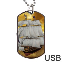 Pirate Ship Dog Tag Usb Flash (one Side) by Sapixe