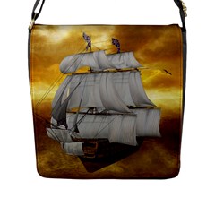 Pirate Ship Flap Messenger Bag (l)  by Sapixe