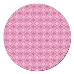 Pattern Pink Grid Pattern Magnet 5  (round) by Sapixe