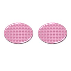 Pattern Pink Grid Pattern Cufflinks (oval) by Sapixe