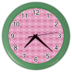 Pattern Pink Grid Pattern Color Wall Clocks by Sapixe