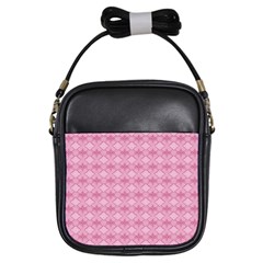 Pattern Pink Grid Pattern Girls Sling Bags by Sapixe