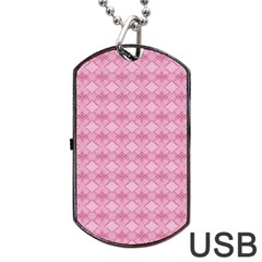 Pattern Pink Grid Pattern Dog Tag Usb Flash (one Side) by Sapixe