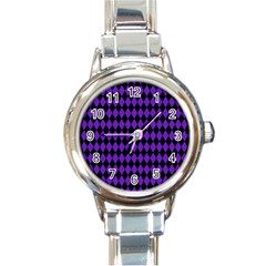 Jester Purple Round Italian Charm Watch by jumpercat