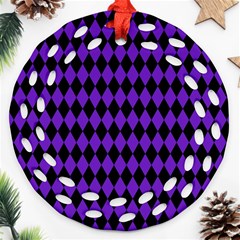 Jester Purple Round Filigree Ornament (two Sides) by jumpercat