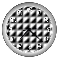 Triangulate Black And White Wall Clocks (silver)  by jumpercat